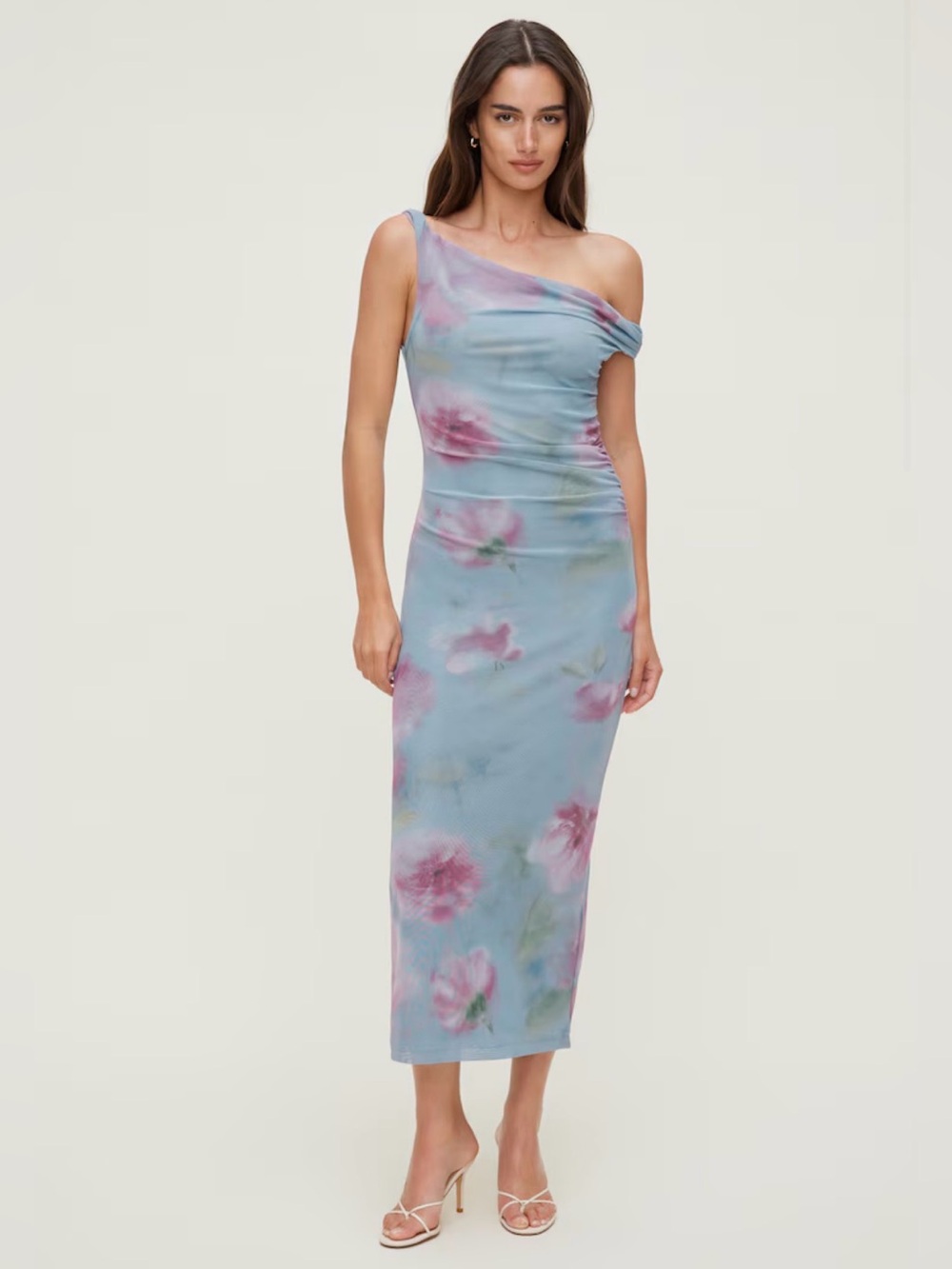 Dynamite Jade Mesh Midi Dress in Floral Dream Purple